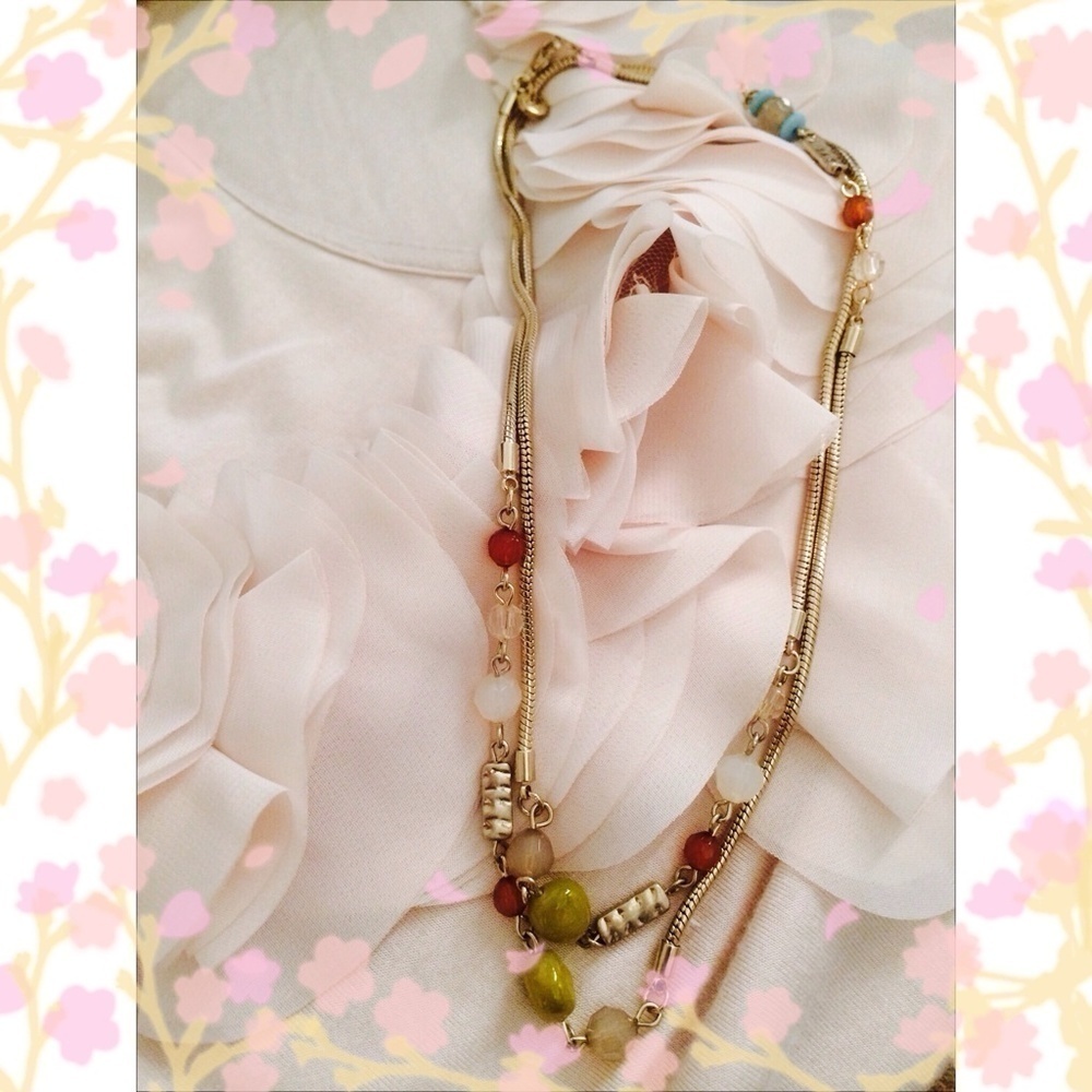 Loft long necklace in soft gold tone - Picture 1 of 2